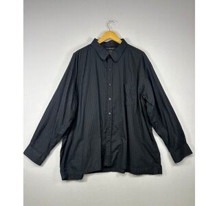 Dark Academia J. Ferrar Mens 4X Black Shadow Stripe Long Slv Button Down Shirt